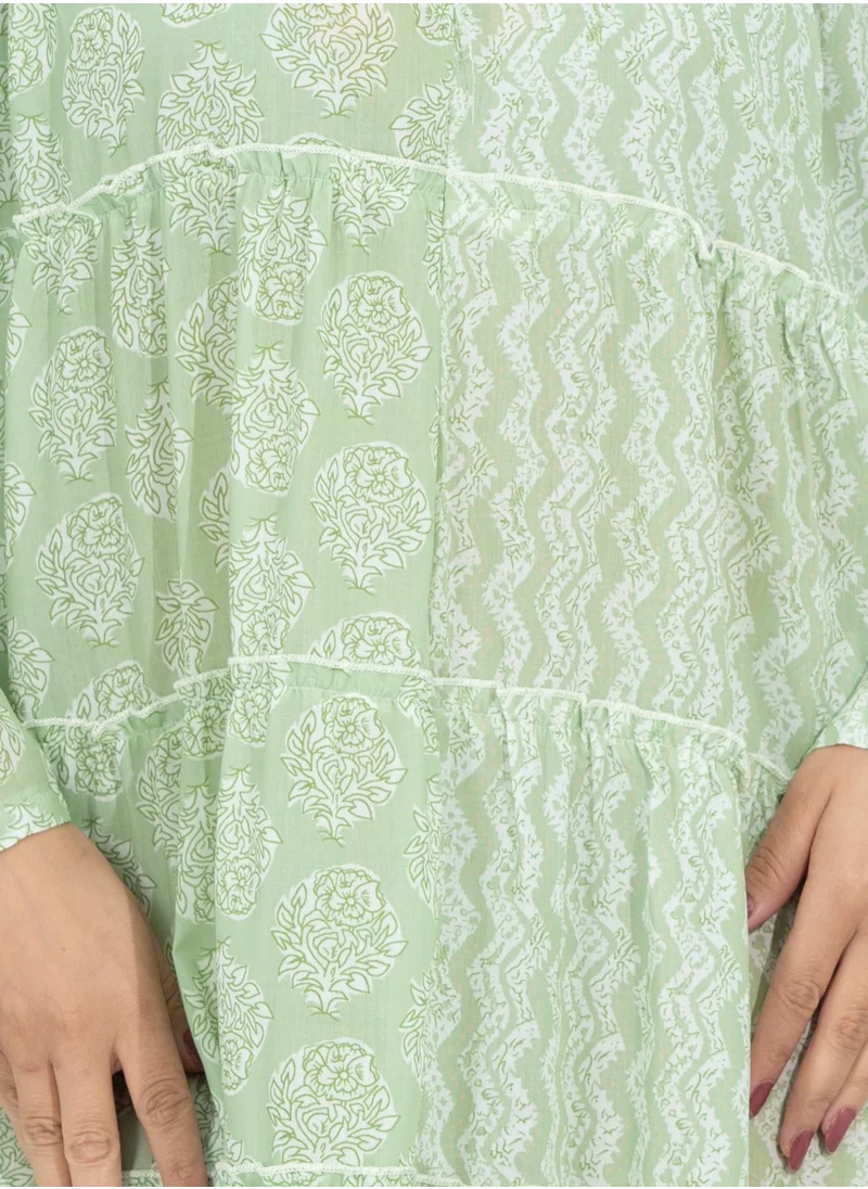 IKKXA Modern Printed Jalabiya CJ1104 Green