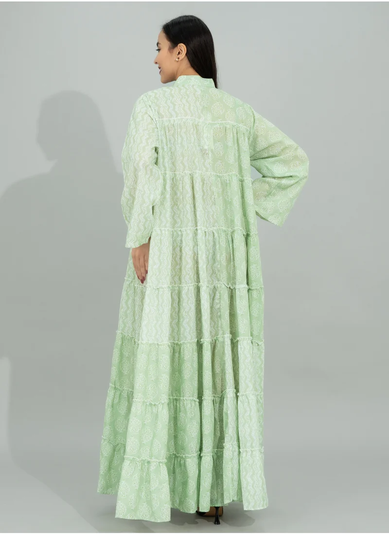 IKKXA Modern Printed Jalabiya CJ1104 Green