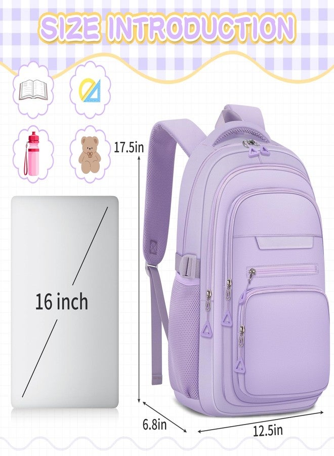 PRAGARI Cute Backpack for School Girls Aesthetic Backpack Women College Bookbag Large Students Laptop Bag Travel Casual, Purple, Large, School,casual,outdoor,travel,sports,work - Image 3