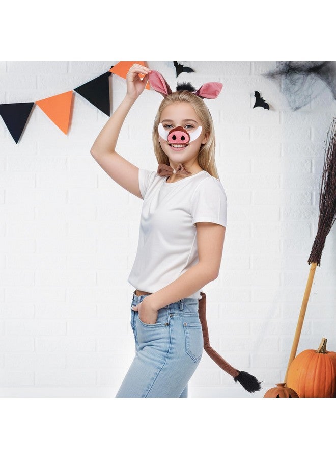 Dxhycc Warthog Costume Accessories Set, Warthog Ears Headband Nose Bowtie And Tail Costume Accessories For Halloween Dress Up Play Party - Image 5