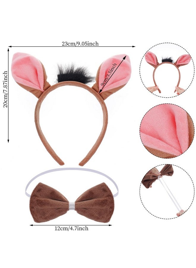 Dxhycc Warthog Costume Accessories Set, Warthog Ears Headband Nose Bowtie And Tail Costume Accessories For Halloween Dress Up Play Party - Image 2