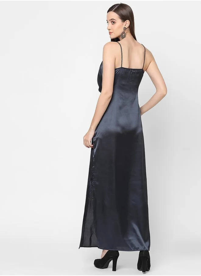 ميش Satin Cowl Neck Maxi Dress with Side Slit by Styli
