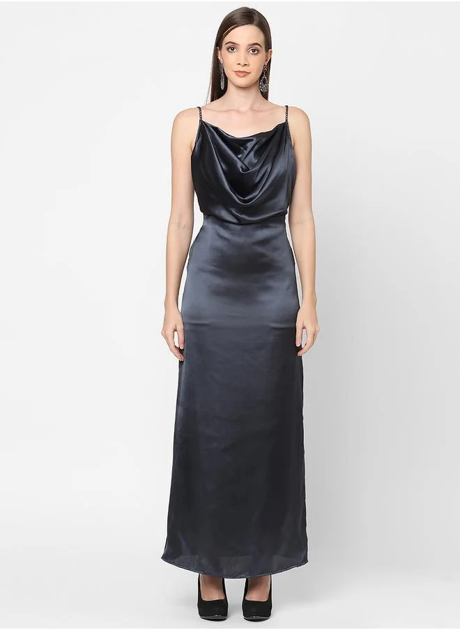 ميش Satin Cowl Neck Maxi Dress with Side Slit by Styli
