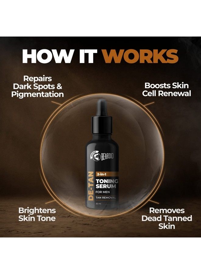BEARDO 2In1 Detan Toner + Serum For Men; Remove Tan Dead Skin Cells & Blemishes With Alpha Arbutin; Reduce Hyperpigmentation & Correct Dark Spots; Tan Removal; Face Serum For Men - Image 4