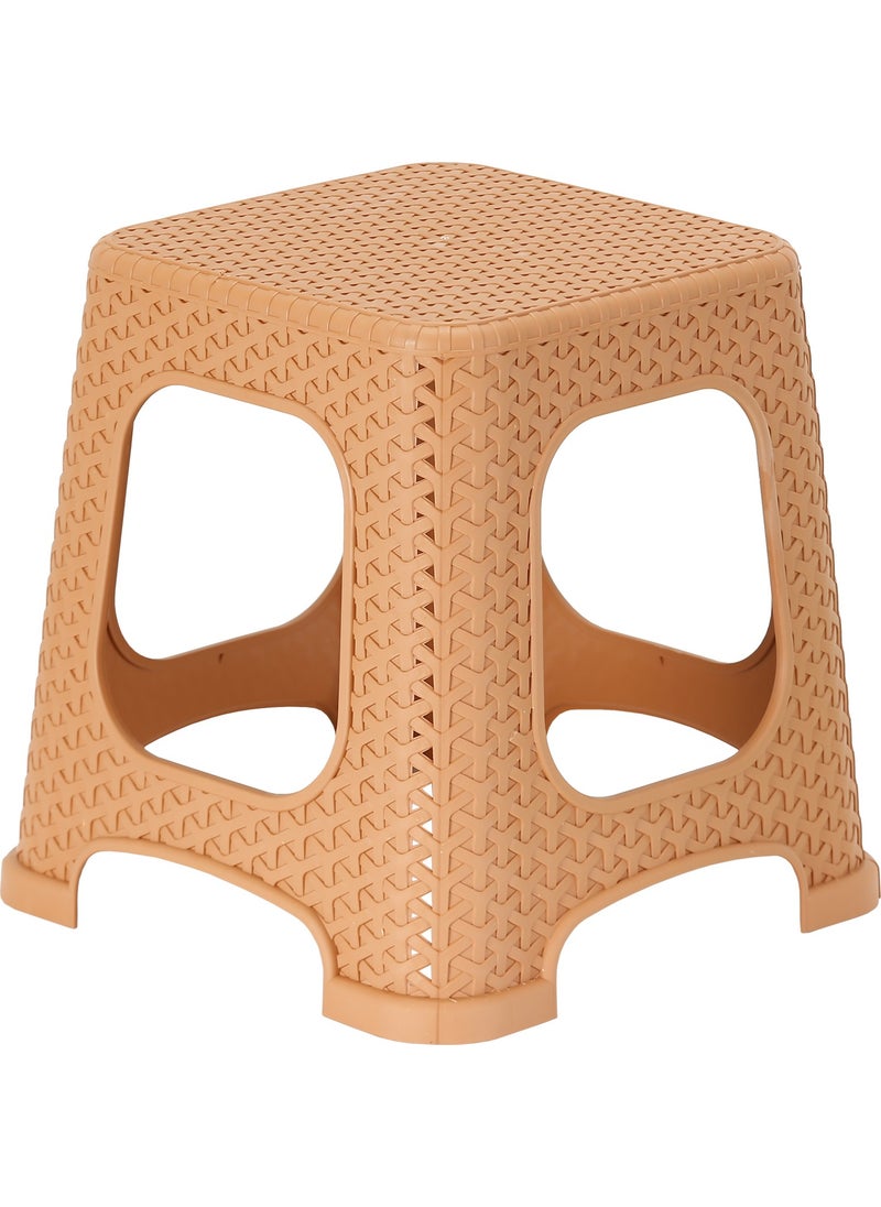 Mandella Sturdy Plastic Star Rattan Small Stool Teak 
