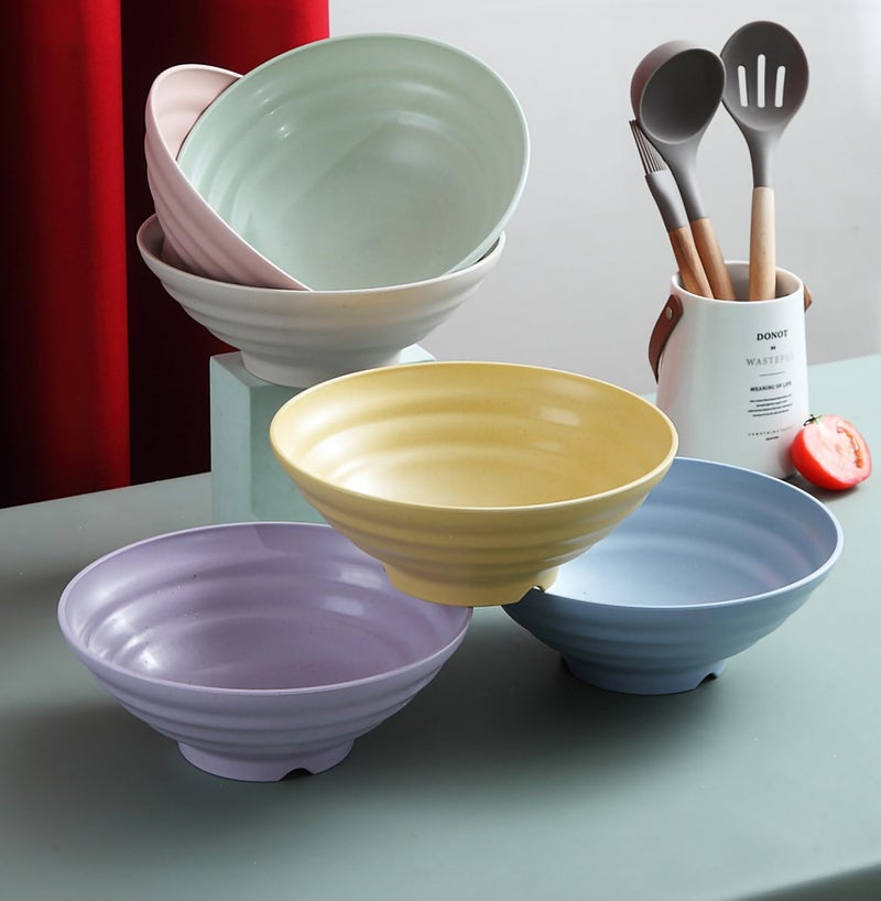Oicia Salad Bowls Serving Bowl Set Microwave and Dishwasher Safe Noodle Soup Bowls Salad Bowls for Serving Microwave Dishwasher Safe Serving Bowls Large 1900ml Random Color Set of 2 - Image 4