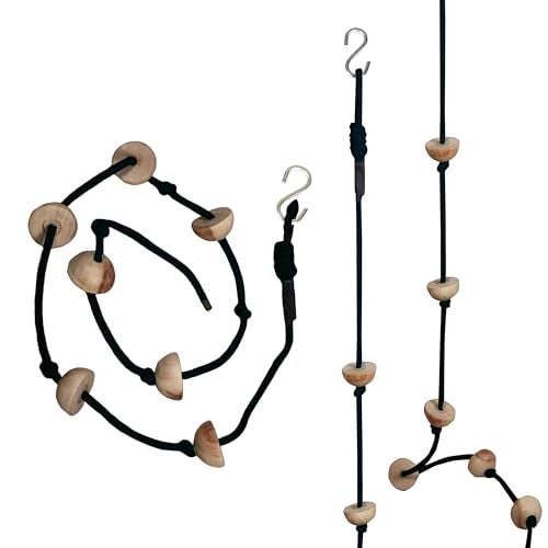 Boffle 8 Ft Kids Climbing Rope with 7 Wooden Knots Rope for Tree Houses and Climbing Frames, Swing Set | Backyard Outdoor Play (Navy Blue) - Image 1