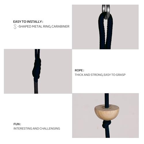 Boffle 8 Ft Kids Climbing Rope with 7 Wooden Knots Rope for Tree Houses and Climbing Frames, Swing Set | Backyard Outdoor Play (Navy Blue) - Image 5
