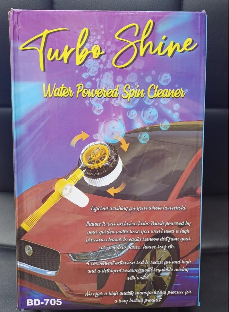 DubaiGallery Turbo Shine Water Powered Spin Cleaner BD-705 with Turbo Brush, Extension Rods, Detergent Reservoir, Short Handle & Hose Adaptor