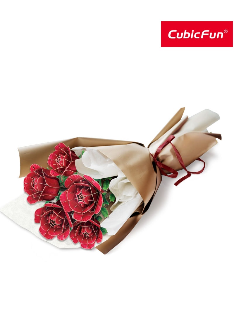 CubicFun 3D Puzzle Rose Flower Bouquet 265-Pieces | No-Glue or Scissors Needed! | Building Kit | Puzzle for Adults | Challenging Puzzle | Arts & Crafts | Perfect for Stress Reliever and Puzzle Lovers - Image 2