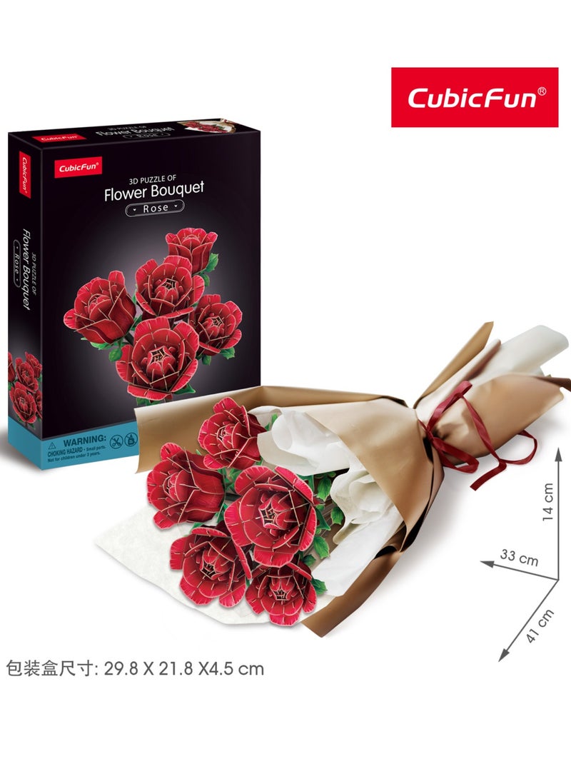 CubicFun 3D Puzzle Rose Flower Bouquet 265-Pieces | No-Glue or Scissors Needed! | Building Kit | Puzzle for Adults | Challenging Puzzle | Arts & Crafts | Perfect for Stress Reliever and Puzzle Lovers - Image 3