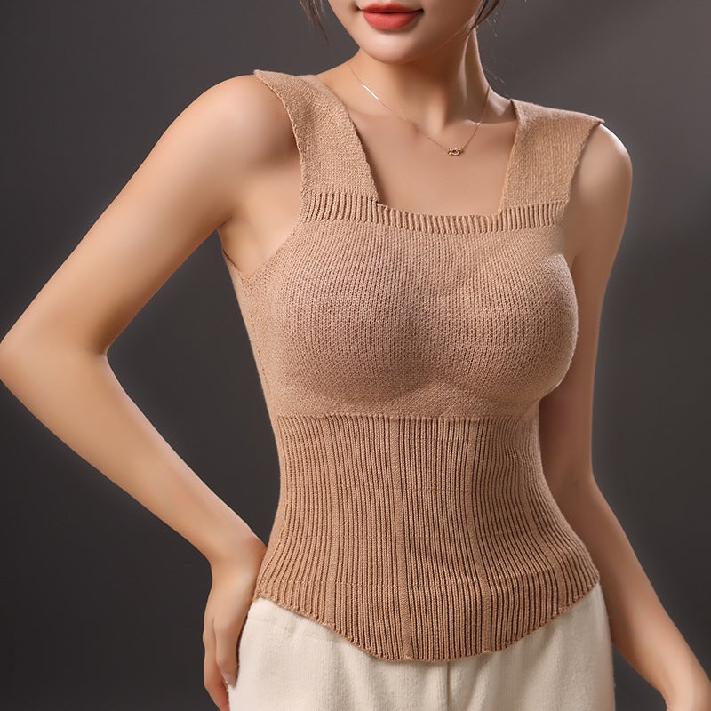 Wool Warm Vest Women Pad Khaki - Image 1