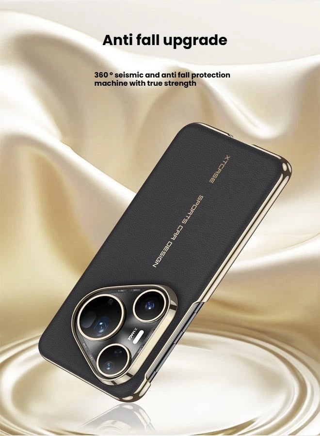 General Suitable for Huawei Pura80Ultra/Pura80Pro/80PRo+ simple mobile phone case electroplated anti-fall shell plain leather case  - Image 2