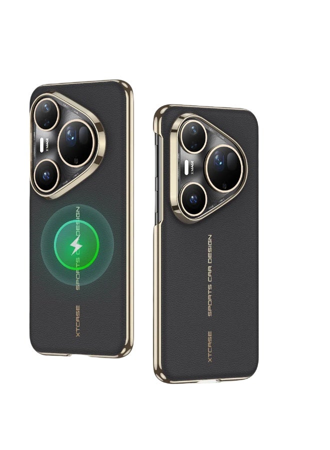 General Suitable for Huawei Pura80Ultra/Pura80Pro/80PRo+ simple mobile phone case electroplated anti-fall shell plain leather case  - Image 1