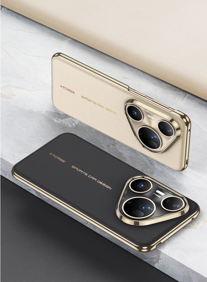 General Suitable for Huawei Pura80Ultra/Pura80Pro/80PRo+ simple mobile phone case electroplated anti-fall shell plain leather case  - Image 3