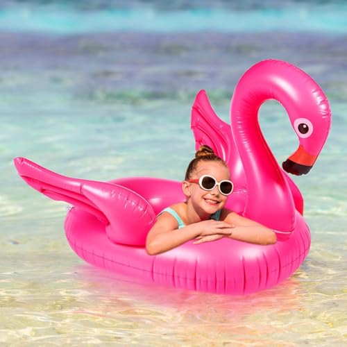 ELMVIA Swim Ring for Kids Inflatable Pool Float Tube for 1-5 Years Baby Girl Boys Inflatable Swimming Safety Tube (Small Flamingo) - Image 4