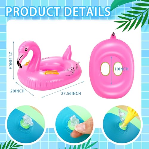ELMVIA Swim Ring for Kids Inflatable Pool Float Tube for 1-5 Years Baby Girl Boys Inflatable Swimming Safety Tube (Small Flamingo) - Image 3
