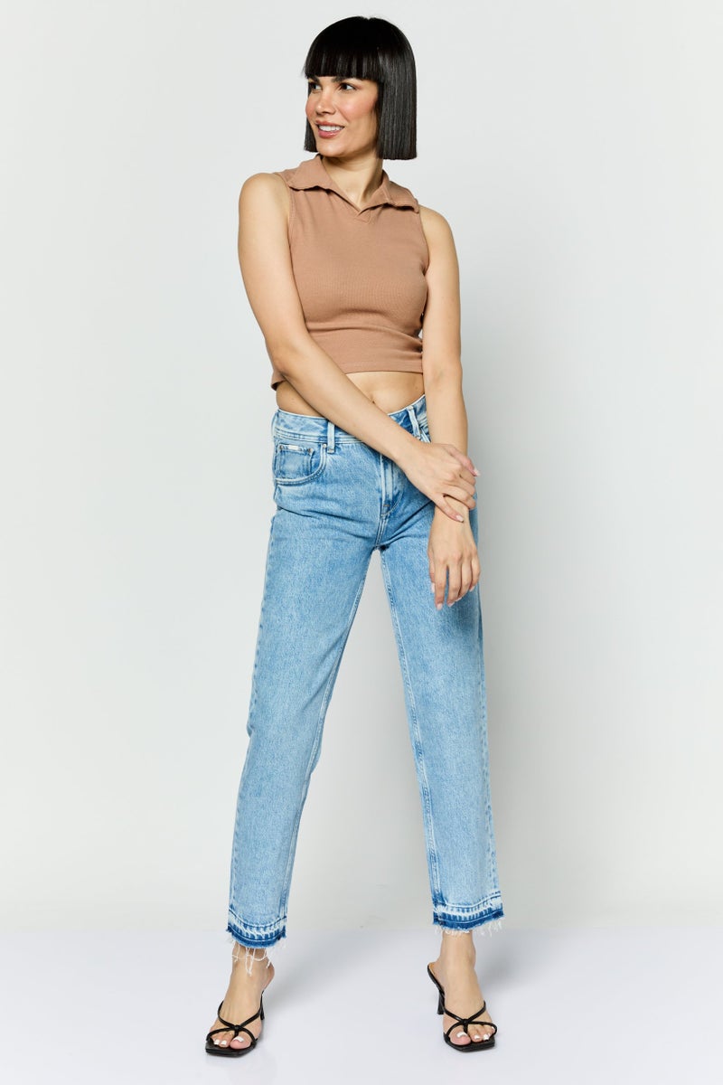 Pepe Jeans جينز دنيم مغسول مناسب للنساء والأمهات، أزرق - Image 2