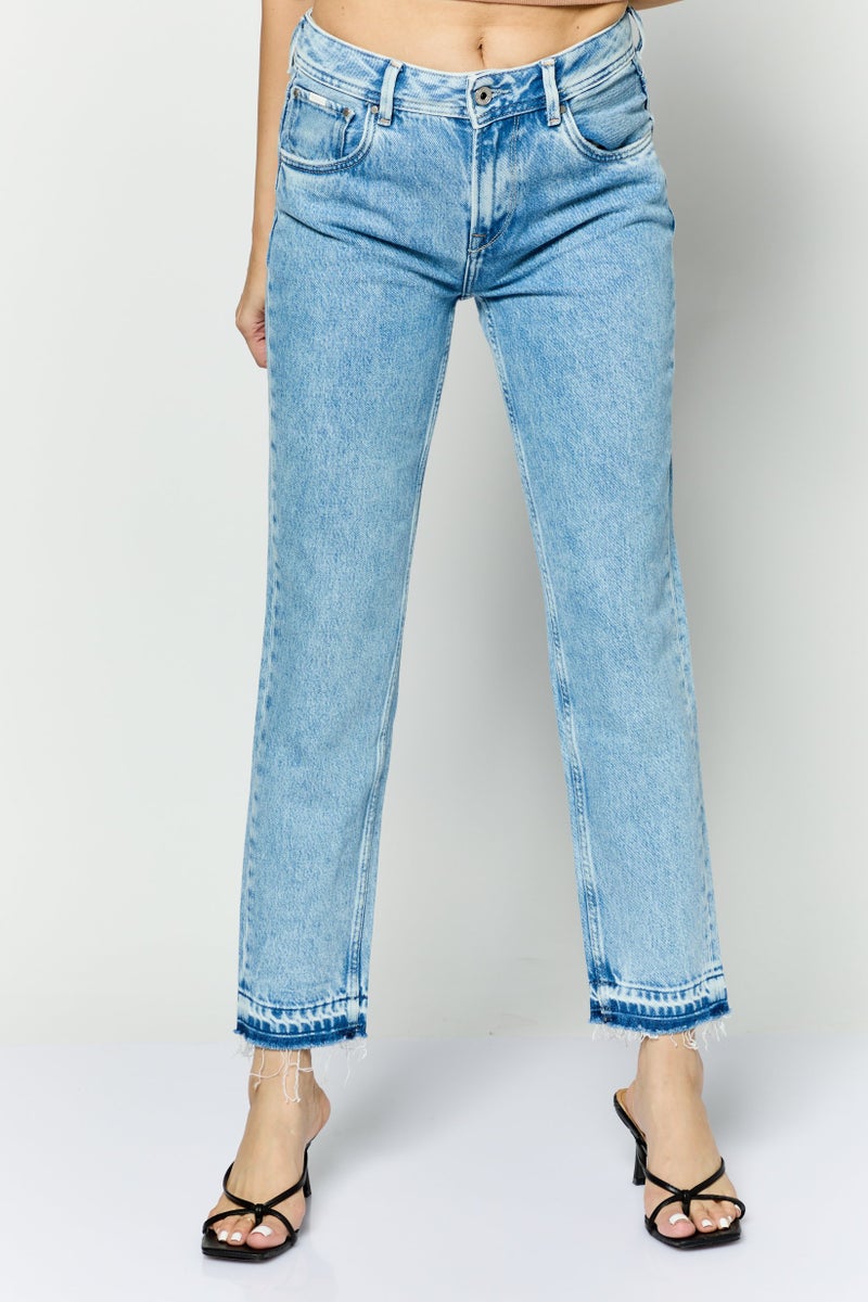 Pepe Jeans جينز دنيم مغسول مناسب للنساء والأمهات، أزرق - Image 1