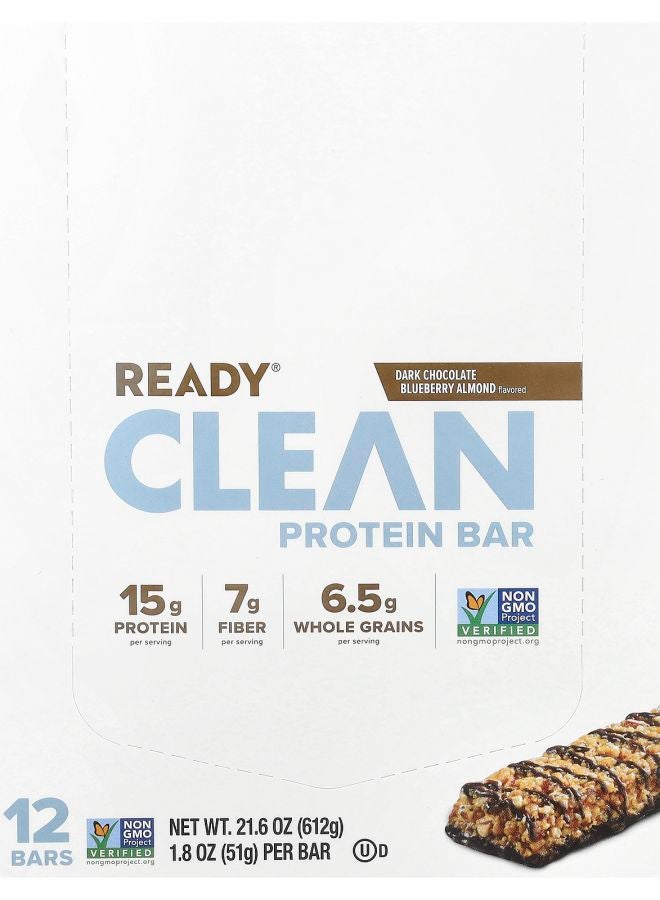 Clean Protein Bar Dark Chocolate Blueberry Almond 12 Bars 1.8 oz (51 g) Each