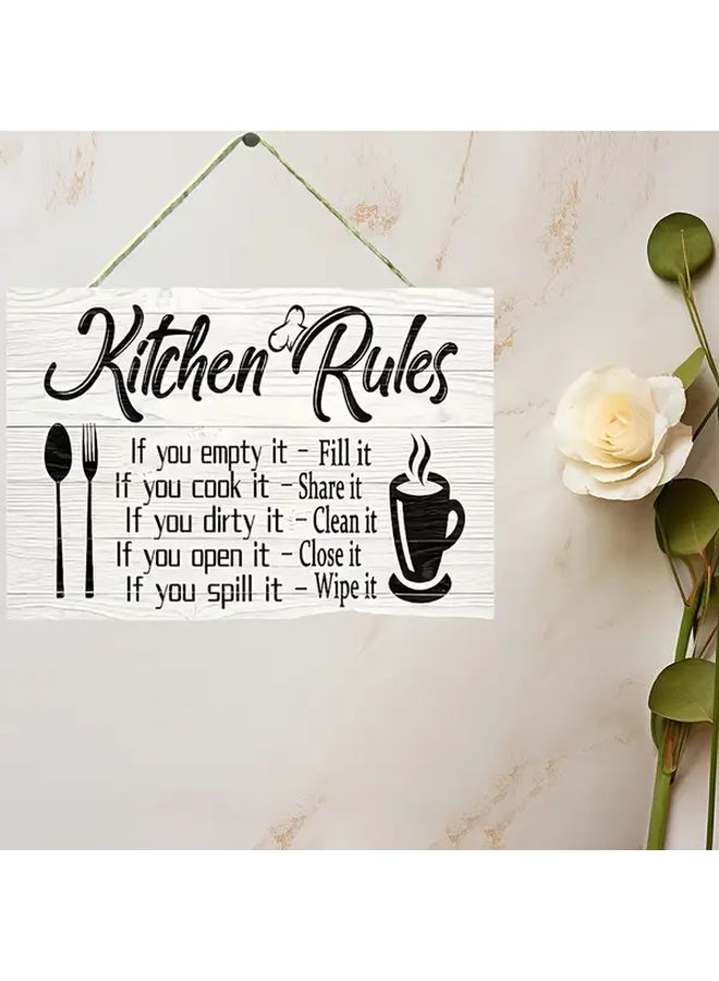 2 Pieces White Black Wooden Hanging Decor for Kitchen Living Room Friendship - Image 2