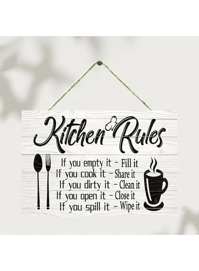 2 Pieces White Black Wooden Hanging Decor for Kitchen Living Room Friendship - Image 1