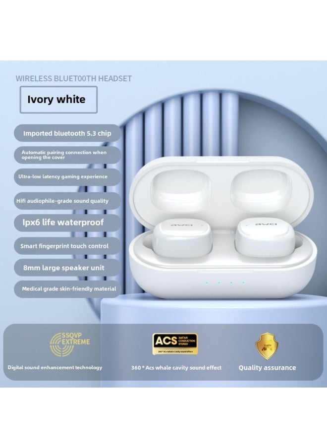 Generic AWEI Upgrade Cost-effective Wireless TWS Bluetooth Headset T13 Pro Mini For Apple-Color:T13 Pro Upgraded Ivory  - Image 3