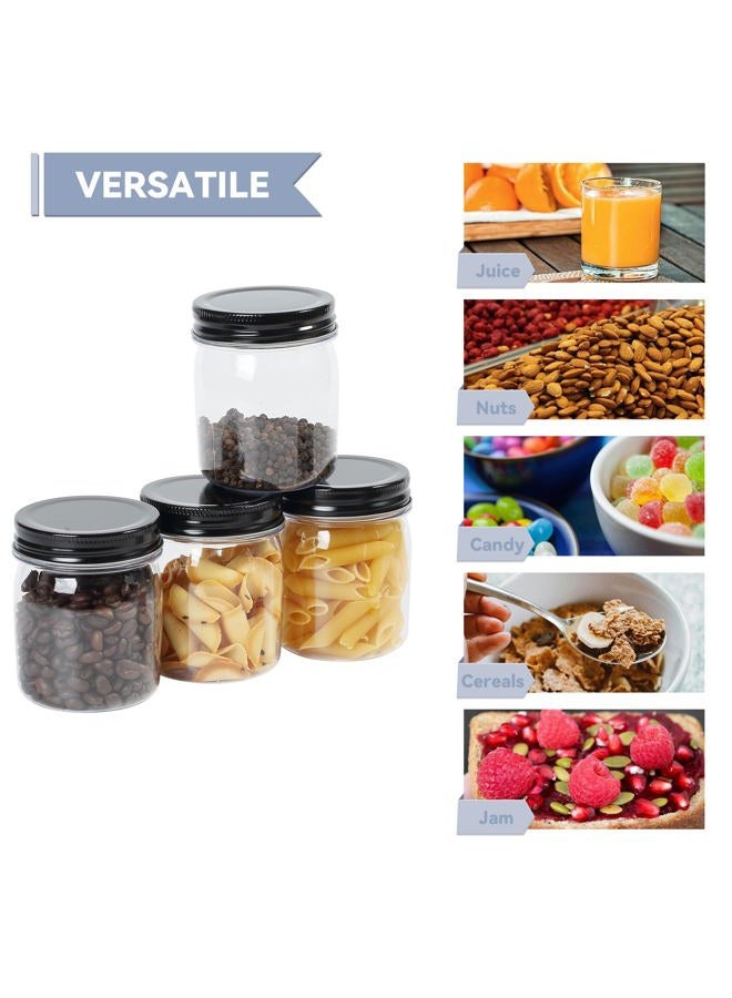 Novelinks 8 Ounce Clear Plastic Jars with Black Lids - Refillable Round Clear Containers Clear Jars Storage Containers for Kitchen & Household Storage - BPA Free (16 Pack) - Image 4