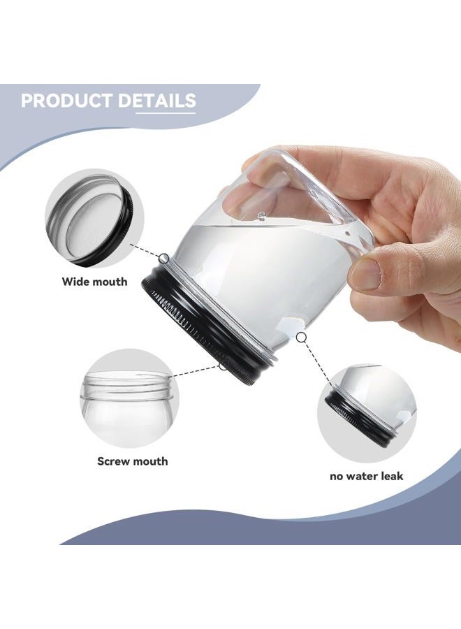 Novelinks 8 Ounce Clear Plastic Jars with Black Lids - Refillable Round Clear Containers Clear Jars Storage Containers for Kitchen & Household Storage - BPA Free (16 Pack) - Image 3