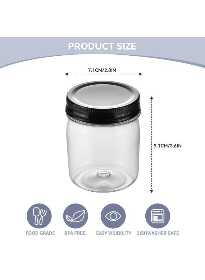 Novelinks 8 Ounce Clear Plastic Jars with Black Lids - Refillable Round Clear Containers Clear Jars Storage Containers for Kitchen & Household Storage - BPA Free (16 Pack) - Image 2
