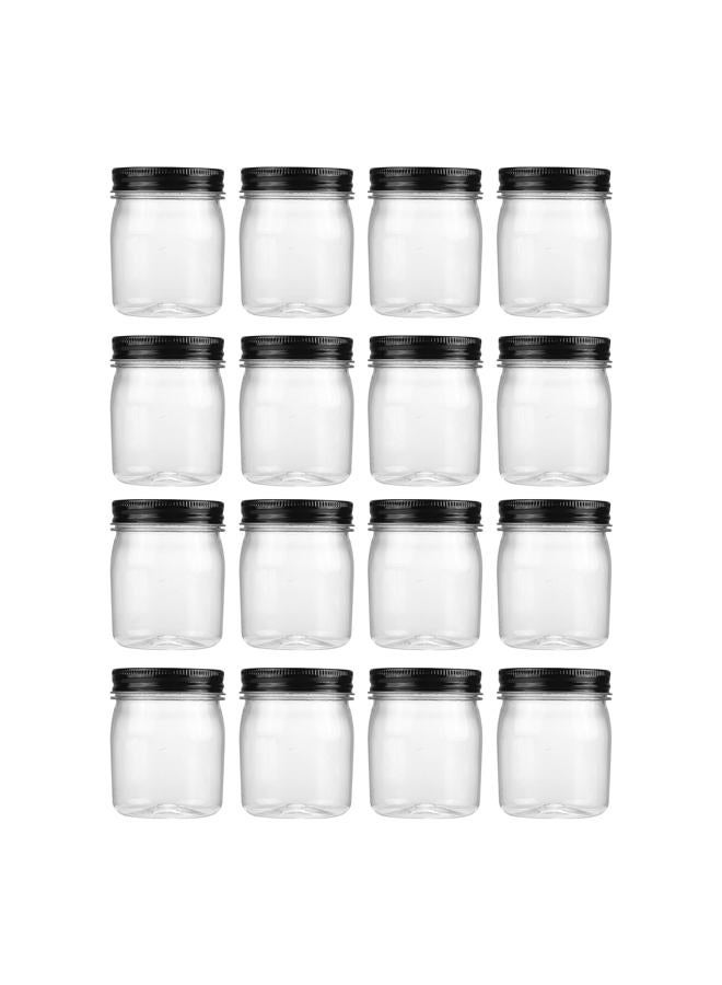 Novelinks 8 Ounce Clear Plastic Jars with Black Lids - Refillable Round Clear Containers Clear Jars Storage Containers for Kitchen & Household Storage - BPA Free (16 Pack) - Image 1