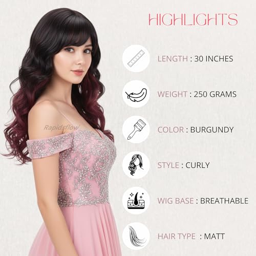Rapidsflow® Full Head Synthetic Women Wigs Long Hair For Women/Women Wigs Natural Hair (Curly Double Shade) - Image 4