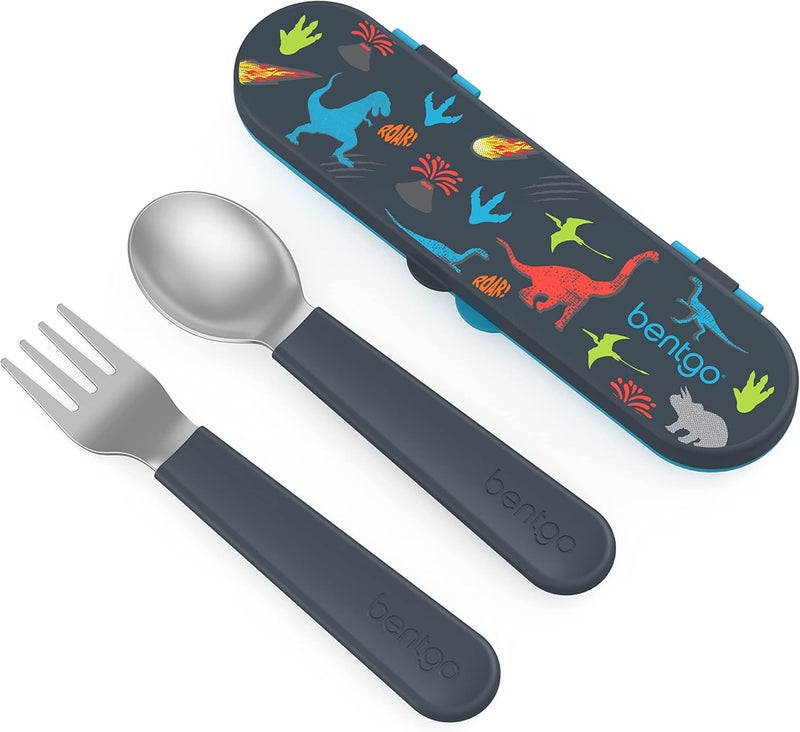 Bentgo Bentgo Kids Stainless Steel Prints Lunch Box Set With Reusable Stainless Steel Utensils Dinosaur - Image 5
