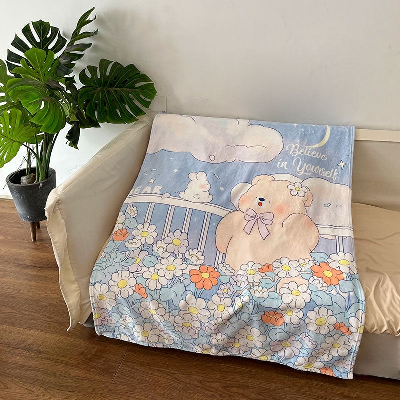 Cute Cartoon Nap Blanket for Summer Office Cloud Bear 