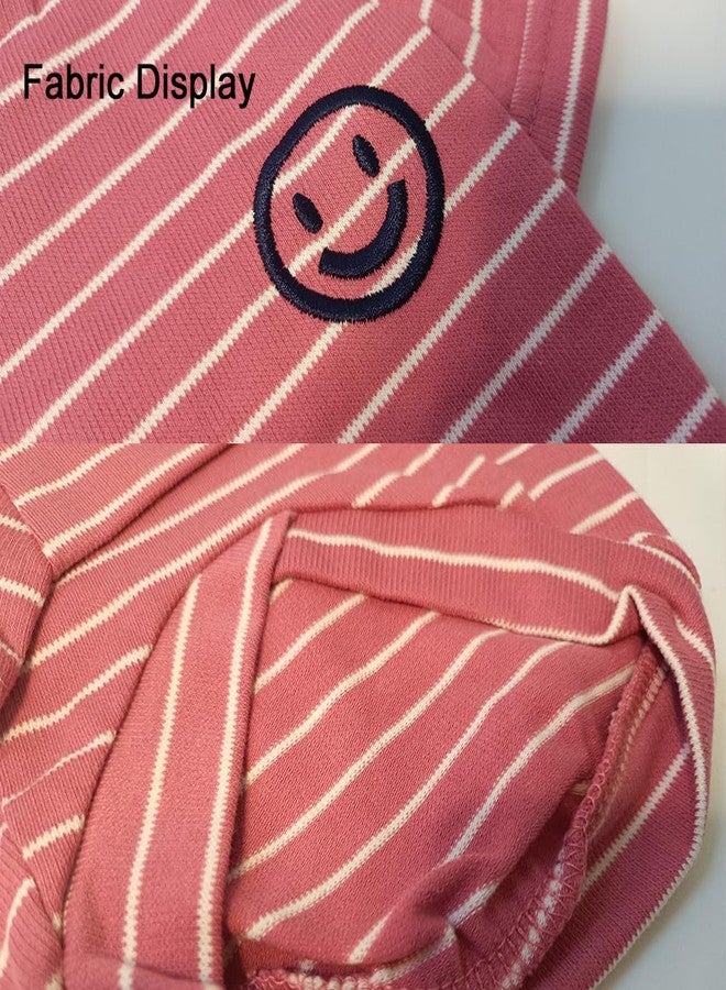 Wiz BBQT Pink Striped Matching Dog and Owner Clothes, Cotton Pet and Owner Coordinating Outfit with Embroidered Smiley Face Separately Sold,Family Matching Pajamas for Dogs Puppies (Pet XS) - Image 4
