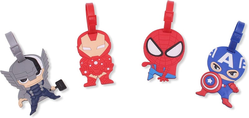 Finex 4 Pcs Set Super Heroes Silicone Travel Luggage Baggage Identification Labels ID Tag for Bag Suitcase Plane Cruise Ships with Belt Strap - Image 1