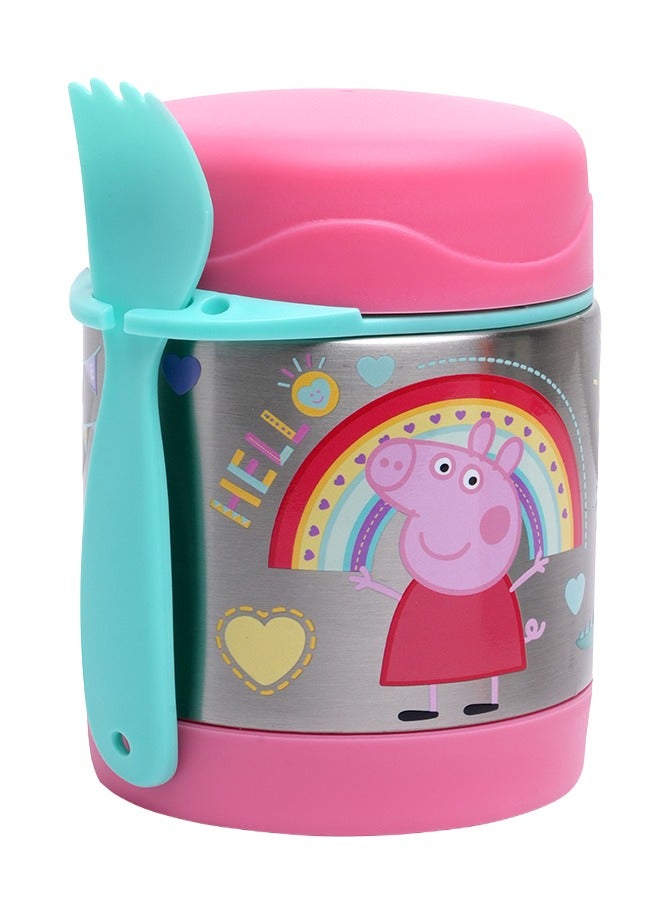 Bamboo Bark Peppa Pig Insulated Stainless Steel Food Jar with Spoon – Kids Thermal Lunch Container for Hot or Cold Food, Leakproof, BPA-Free, Ideal for School, Daycare & Travel - Image 1