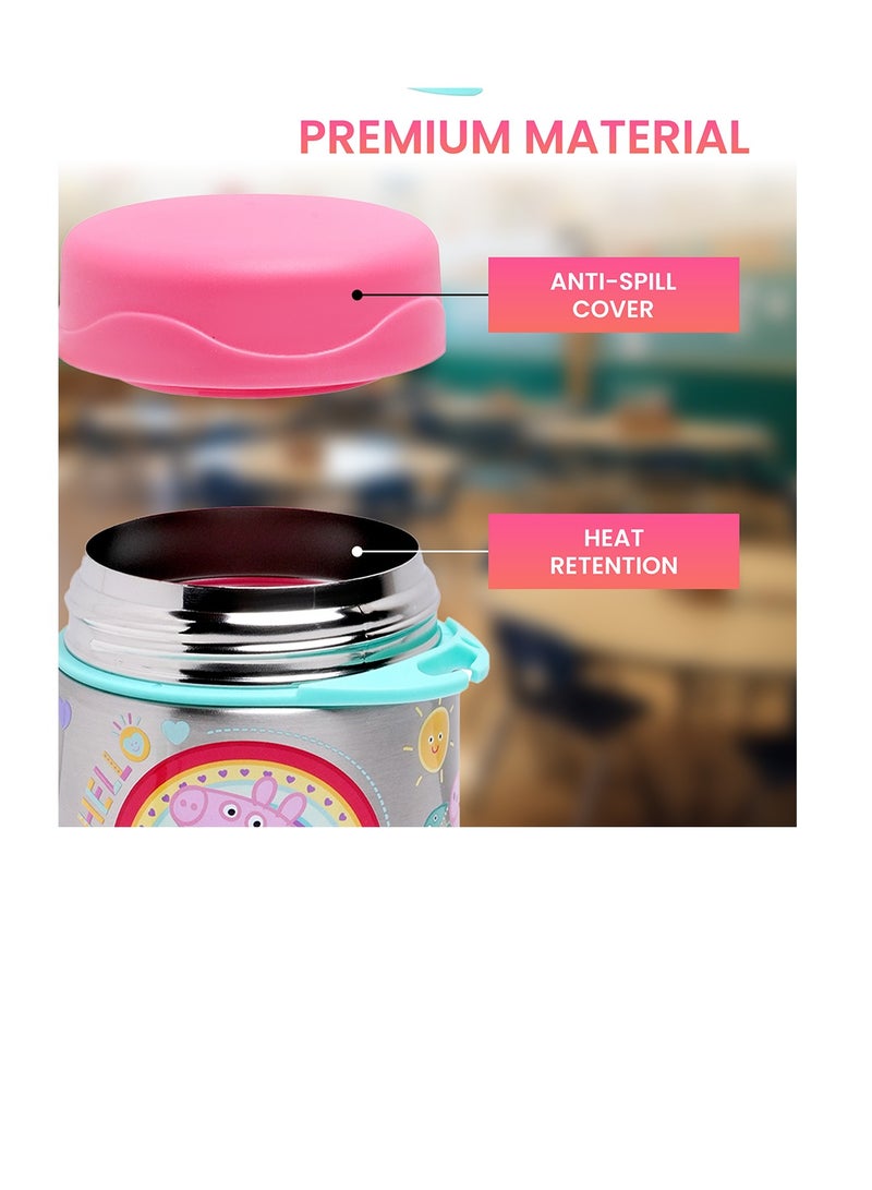 Bamboo Bark Peppa Pig Insulated Stainless Steel Food Jar with Spoon – Kids Thermal Lunch Container for Hot or Cold Food, Leakproof, BPA-Free, Ideal for School, Daycare & Travel - Image 2