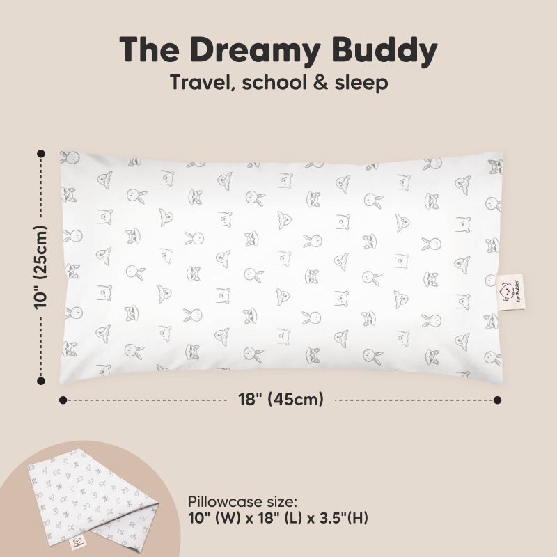 KeaBabies Toddler Pillow with Pillowcase - 10x18 My Little Dreamy Kids Travel Bed Pillows for Sleeping, Organic Cotton Small Pillowcase, Soft & Breathable, Machine Washable, Toddlers 2-5 years old (KeaDoodles) - Image 3