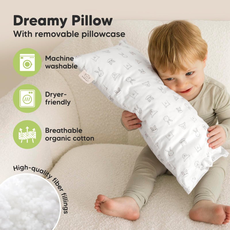KeaBabies Toddler Pillow with Pillowcase - 10x18 My Little Dreamy Kids Travel Bed Pillows for Sleeping, Organic Cotton Small Pillowcase, Soft & Breathable, Machine Washable, Toddlers 2-5 years old (KeaDoodles) - Image 4
