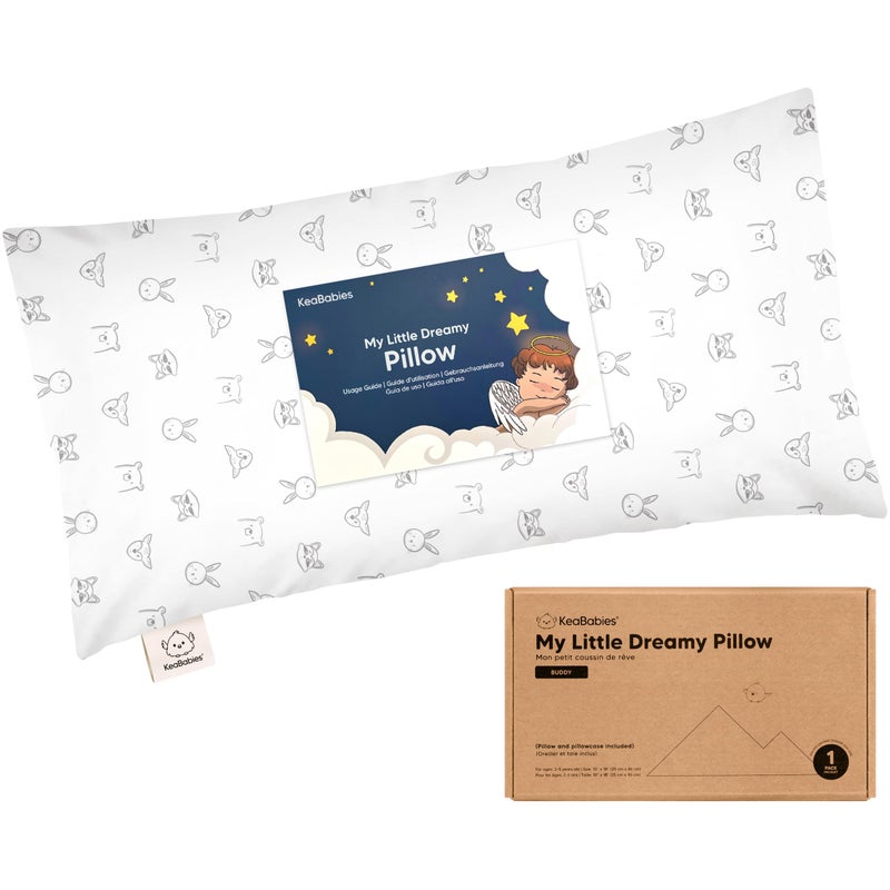 KeaBabies Toddler Pillow with Pillowcase - 10x18 My Little Dreamy Kids Travel Bed Pillows for Sleeping, Organic Cotton Small Pillowcase, Soft & Breathable, Machine Washable, Toddlers 2-5 years old (KeaDoodles) - Image 1