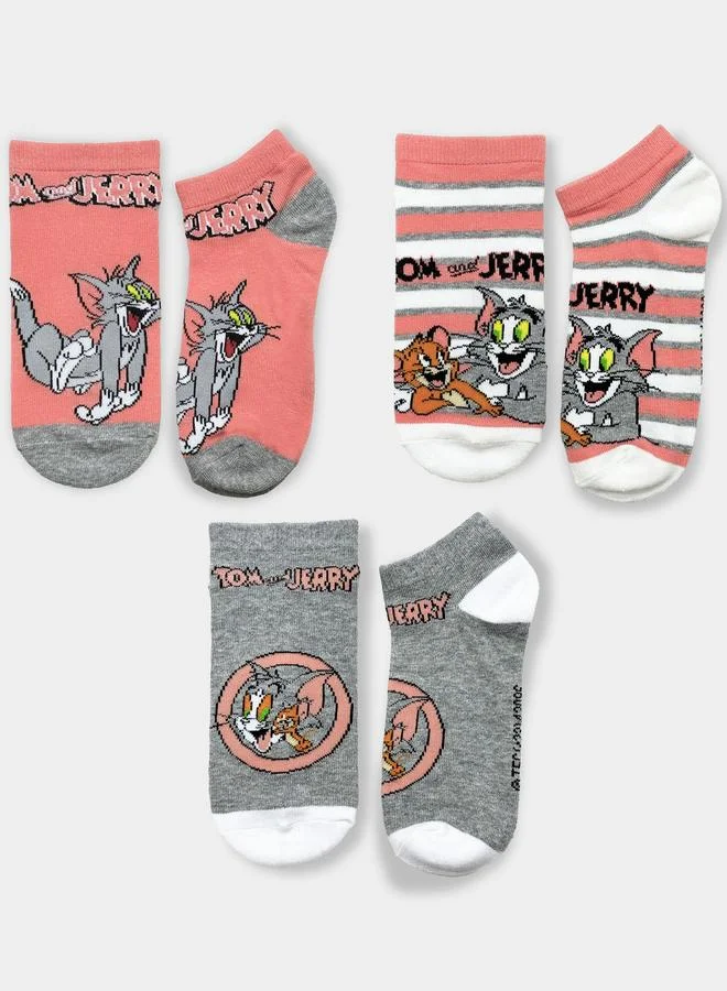 توم آند جيري ثلاث جوارب مطبوعة بطول الكاحل