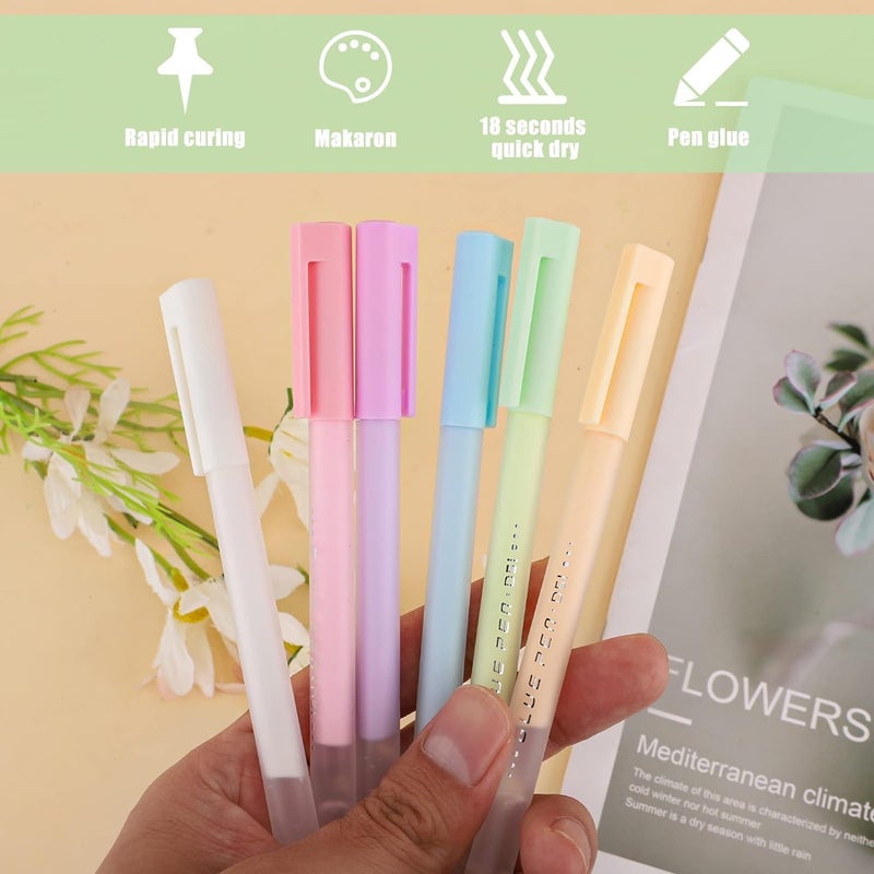 ADICTUM Multicolor Quick-Dry Glue Pen for Scrapbooking, Compatible with Multi-Color Adhesive Glue pens Glue Pens for Making Papercrafts and DIY Drawings - Pack of 6 - Image 3