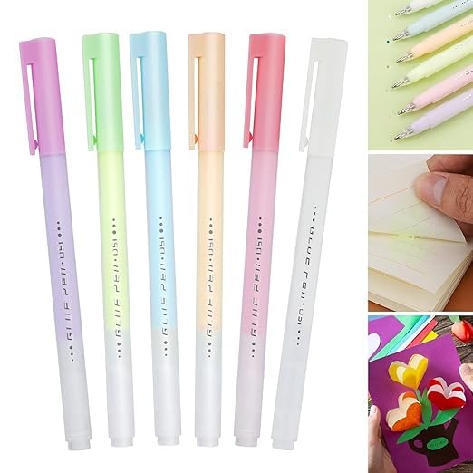 ADICTUM Multicolor Quick-Dry Glue Pen for Scrapbooking, Compatible with Multi-Color Adhesive Glue pens Glue Pens for Making Papercrafts and DIY Drawings - Pack of 6 - Image 1