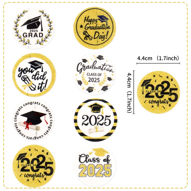 Ercadio 40 Pack Edible Graduation Cupcake Toppers Class of 2025 Grad Cap Cupcake Drink Topper Picks for 2025 Graduation Theme Party Cake Decorations Supplies - Image 2