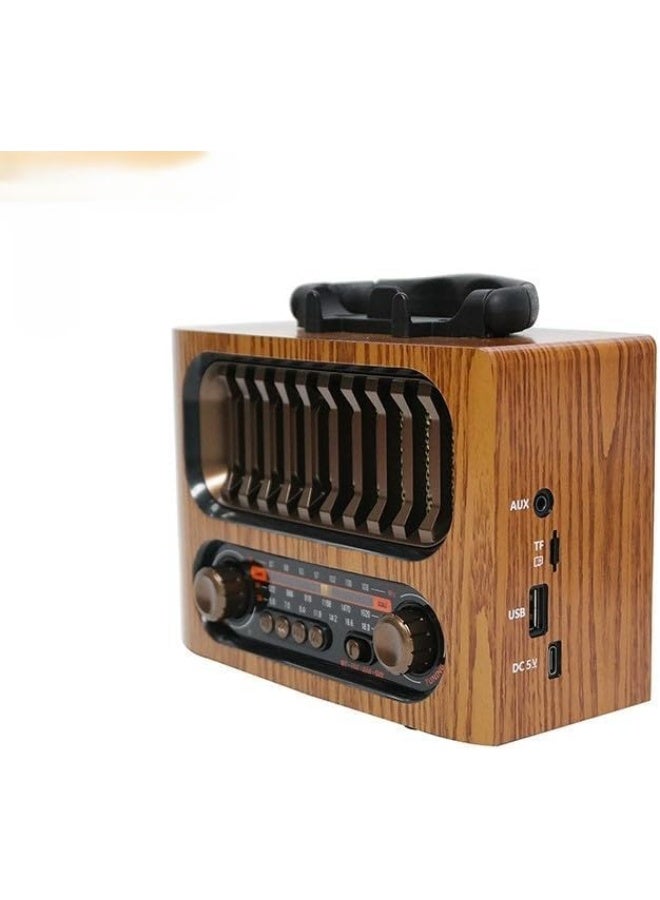 Portable Vintage Decor Radio – Retro Bluetooth Speaker with FM/AM/SW, Rechargeable Battery, TF Card & USB Support, Adjustable Antenna – Classic Old-Fashioned Style (Light Wood) - Image 1