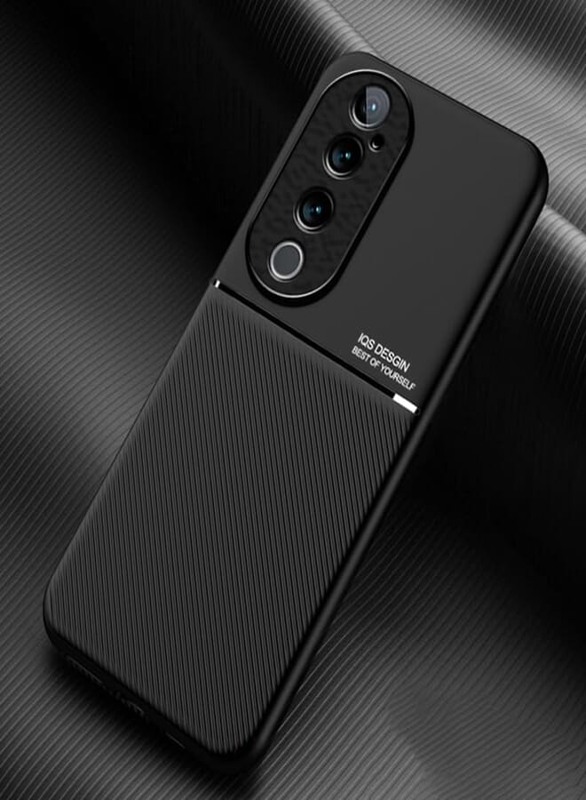 fascination phone case compatible with Vivo V40 5G Classic shockproof silicone soft tpu leather hard pc mobile phone Magnetic Shockproof PC + TPU Phone Case for Vivo V40 5G (Black)
