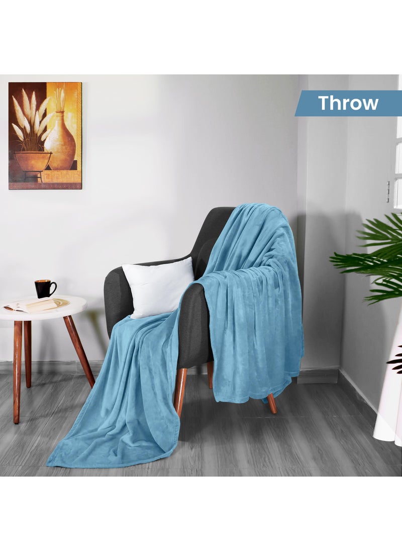 Utopia Bedding Utopia Bedding Fleece Blanket Throw Size Washed Blue 300GSM Luxury Fuzzy Soft Anti-Static Microfiber Bed Blanket (60x50 Inches)  - Image 2