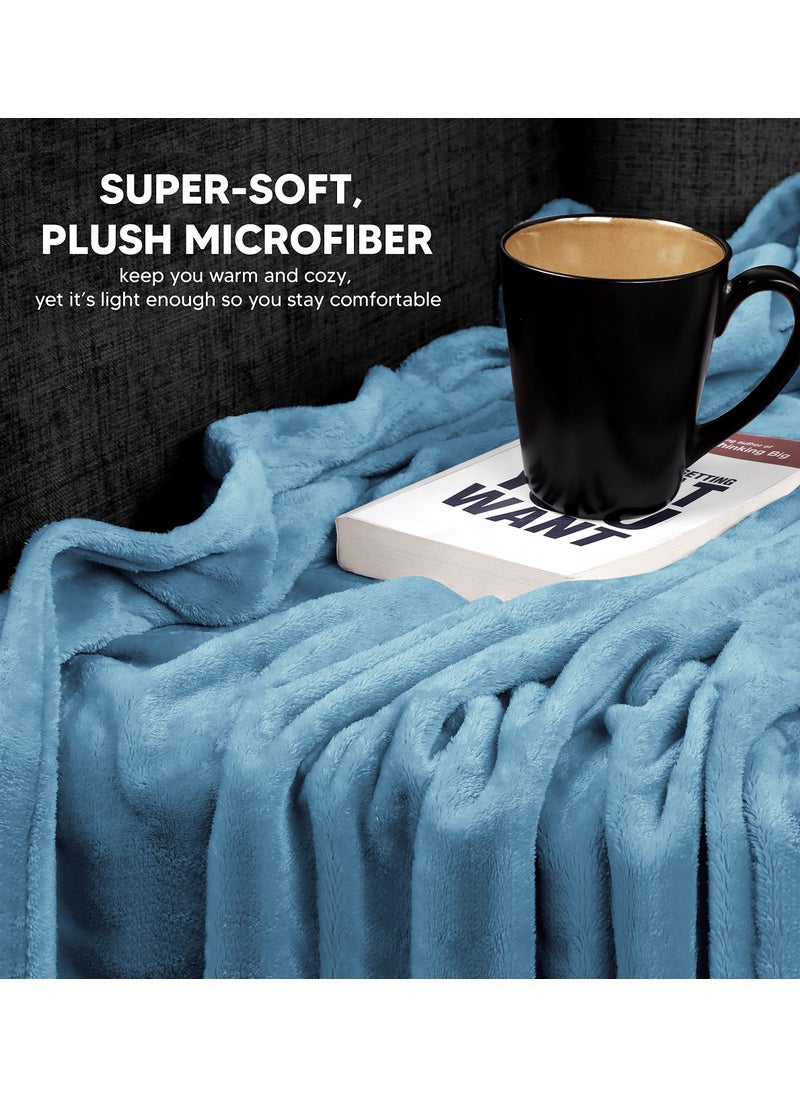 Utopia Bedding Utopia Bedding Fleece Blanket Throw Size Washed Blue 300GSM Luxury Fuzzy Soft Anti-Static Microfiber Bed Blanket (60x50 Inches)  - Image 3