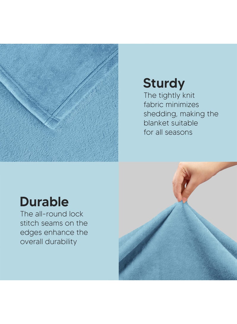 Utopia Bedding Utopia Bedding Fleece Blanket Throw Size Washed Blue 300GSM Luxury Fuzzy Soft Anti-Static Microfiber Bed Blanket (60x50 Inches)  - Image 5